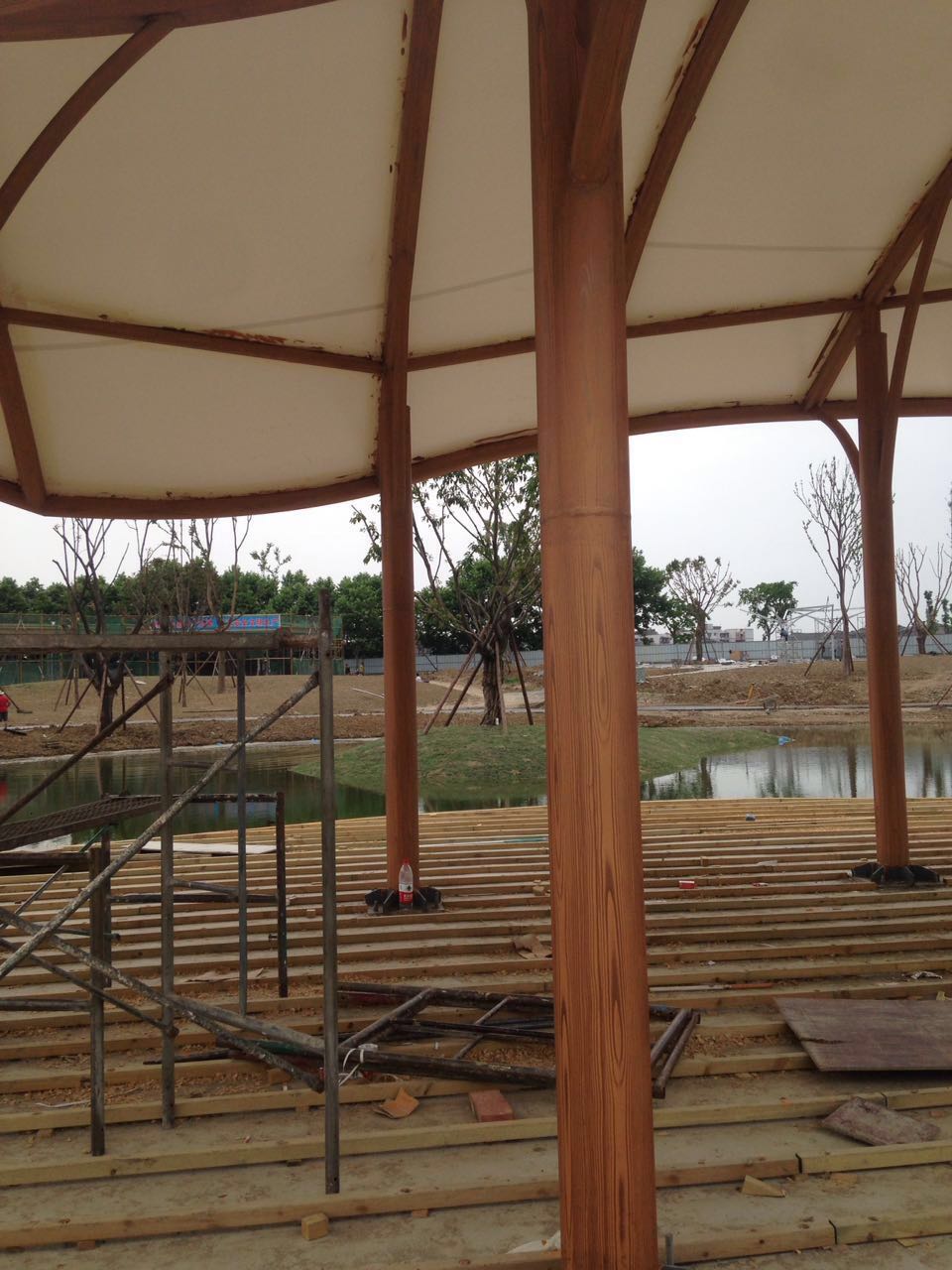 淮安湿地公园凉亭仿木纹项目